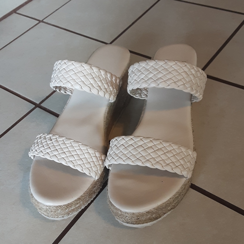 Ivory Wedge Sandals